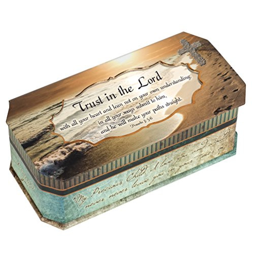 Cottage Garden Trust in The Lord Footprints in The Sand Design Jewelry Music Box - Plays Song How Great Thou Art Cottage Garden Trust in The Lord Footprints in The Sand Design Jewelry Music Box - Plays Song How Great Thou Art