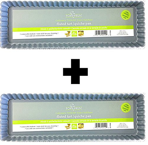 Fox Run Preferred Non-Stick 14 Inch x 5 Inch Loose Bottom Rectangular Tart/Quiche Pan (2)