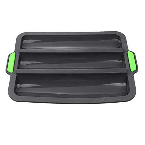 Hemoton Silicone Baguette Pan French Bread Tray Bread Forms Loaf Baking Mould Bread Rolls Mold For Sub Roll Toasting Backing Black 34.5x24.5x2cm
