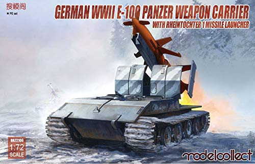 Model Collect 1/72 Scale German WWII E-100 Panzer Weapon Carrier with Rheintochter 1 Missile Launcher - Plastic Model Building Kit   UA72106