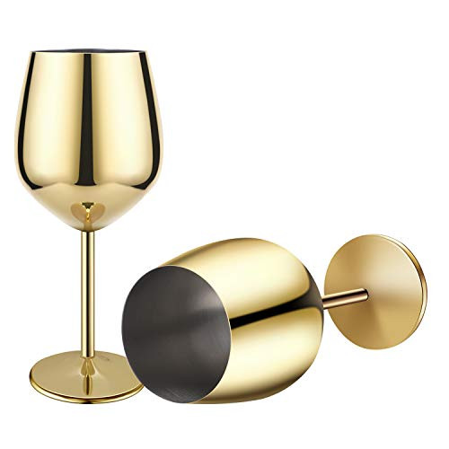 Stainless Steel Unbreakable Stemmed Wine Glasses, Steel Wine Goblets gold Set of 2, 17 oz Wine Goblets Red White Wine , Shatterproof BPA Free Great for Outdoor Events, Picnic (Gold) Stainless Steel Unbreakable Stemmed Wine Glasses, Steel Wine Goblets gold Set of 2, 17 oz Wine Goblets Red White Wine , Shatterproof BPA Free Great for Outdoor Events, Picnic (Gold)