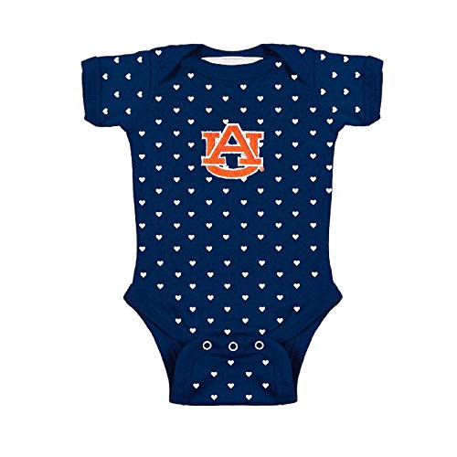 Two Feet Ahead College Girls Newborn Infant Hearts Bodysuit Creeper (0-3 Months, Auburn)