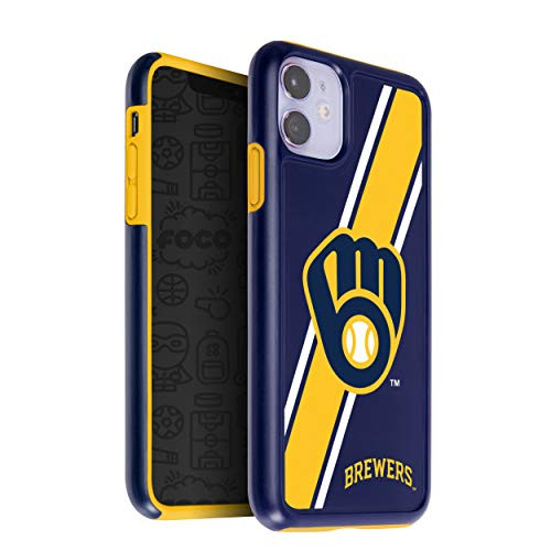 FOCO MLB Milwaukee Brewers Unisex iPhone 11 6.1 Inch  Screen Only  Dual Layered Impact Licensed Case, Team Color, One Size