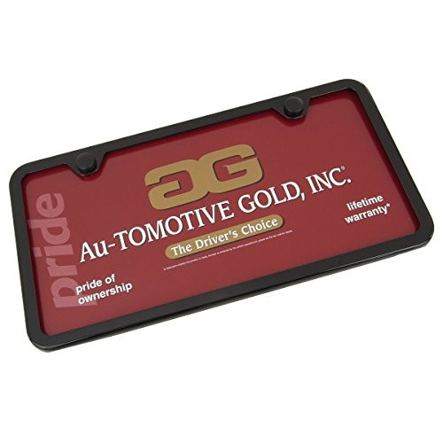 Au-Tomotive Gold, INC. Plain Slimline Metal License Plate Frame - 2 Holes for Plain Frame (Black)