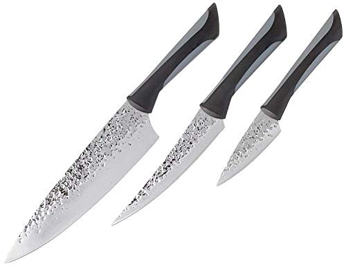 Kai 3 Piece Luna Essential Knife Set with Sheath, Silver, Chef, Utility, and Paring Knives