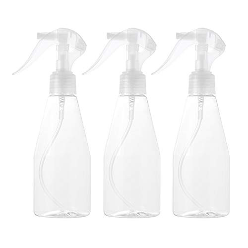 LONGWAY Large Round Plastic Empty Spray Bottle - Fine Mist Trigger Sprayer, Refillable Spray Container - for Cleaning Solutions, Plants, Hair- BPA Free (6.7oz/200ml-3pack, Clear)