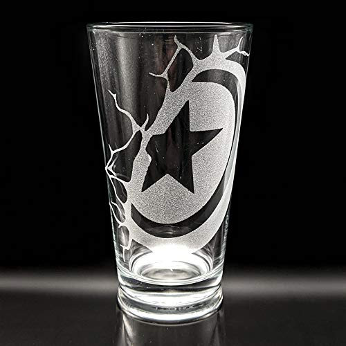 CAPTAIN AMERICA SHIELD SMASH Engraved Pint Glass - Inspired by Marvel Comics