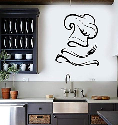 Cook Hat Fork Spoon Kitchen Restaurant Wall Vinyl Sticker Car Mural Decal Art Decor LP4051