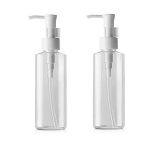 2Pcs 120ml/4oz Empty Refillable Clear Plastic Lotion Pumps Dispenser Travel Cosmetic Container Jar Pot Holder For Emulsion Cream Lotion Essence Serums Shampoo Cleansing Oil