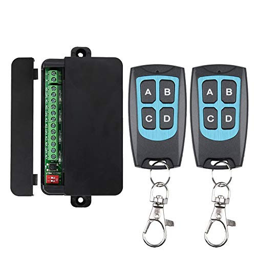 110V Wireless Remote Control Switch 433MHz 4 Channel Remote Control Relay 2 Transmitters and Receiver Use for Garage Doors,Window, Motor  and  More. AC 85V 110V 220V 250V Remote Relay Switch