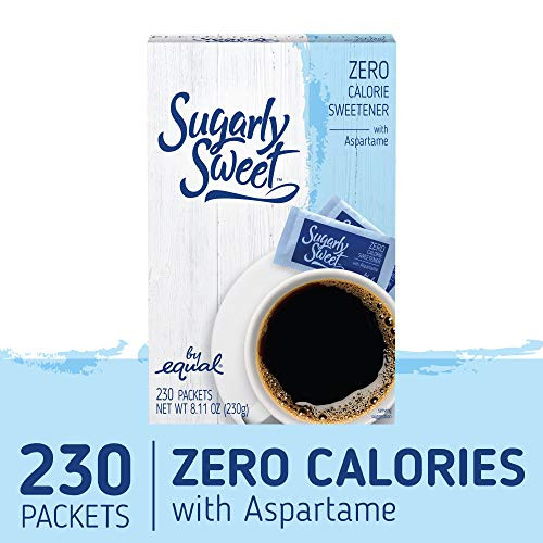 SUGARLY SWEET Zero Calorie Sweetener Packets with Aspartame, Sugar Substitute, Sugar Alternative, Blue Sweetener Packets, 230 Packets