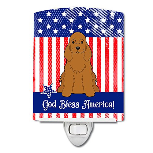 Caroline's Treasures BB3090CNL Patriotic USA Cocker Spaniel Red Ceramic Night Light, 6x4x3, Multicolor