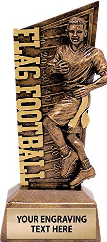 Crown Awards Dynamic Flag Football Trophies, 6 1/2" 3D Resin Flag Football Trophy, Customize with Your Own Engraving Prime