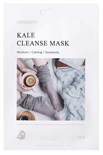 Detoskin Korean Skin Care Collagen Essence Kale Serum Facial Mask 1.01 fl.oz. - 10 Face Mask Sheets Kale Facemasks for Girls Women Men with Sensitive  and  Dry Skin - Moisturizing ifying