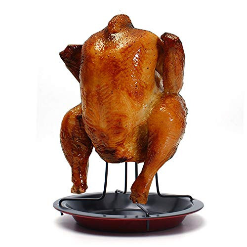 CHTH Chicken Roaster Rack, Grill Stand Roasting Upright Roast Chicken Holder Non-Stick Cooking Tools Baking Pan Barbecue Grilling BBQ Accessories