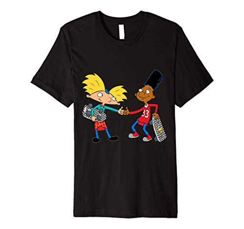 Hey Arnold And Gerald W/ Skateboards Checker Board Premium T-Shirt