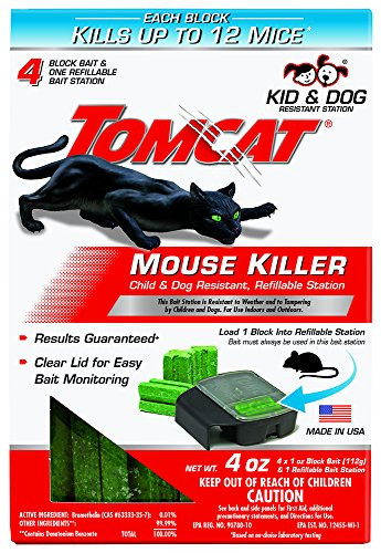 Tomcat Mouse Killer Refillable Station for Indoor/Outdoor Use - Child and Dog Resistant (1 Station with 4 Baits)