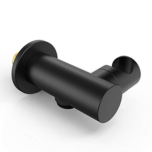 Shower Arm Bracket Adjustable Shower Head Holder for Hand Held Shower Head,Wall Mounted Solid Brass Shower Mount Bracket Matte Black