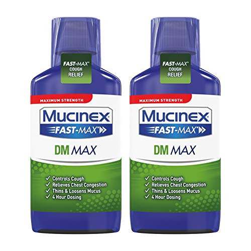 Maximum Strength Mucinex Fast-Max DM Max Liquid, 6 fl. oz. Controls Cough, Relieves Chest Congestion, Thins  and  Loosens Mucus (Pack of 2)