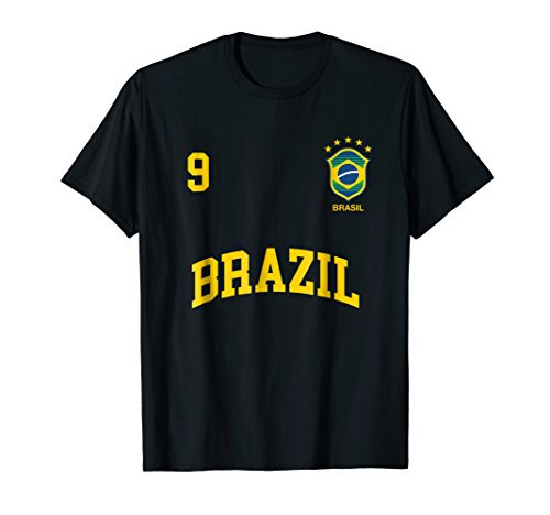 Brazil T-Shirt Number 9 (Plus BACK) Brazilian Soccer Team Shirt