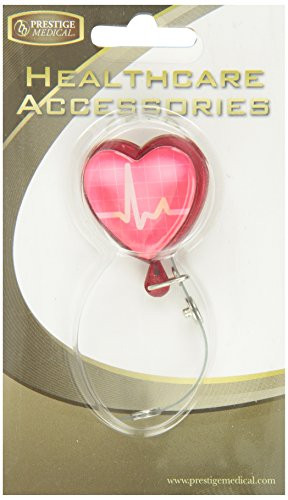 Prestige Medical Retracteze Id Holder, EKG Red Heart