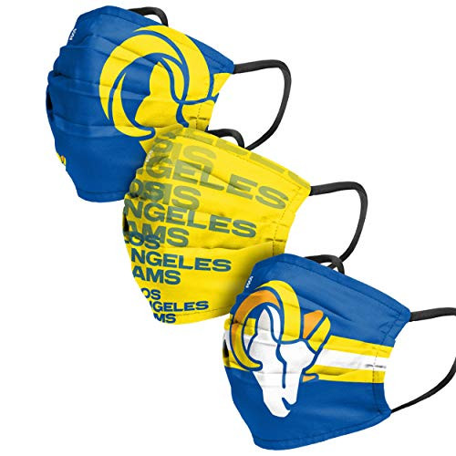 Los Angeles Rams NFL Mens Matchday Face Cover - Adult - 3 Pack Los Angeles Rams NFL Mens Matchday Face Cover - Adult - 3 Pack