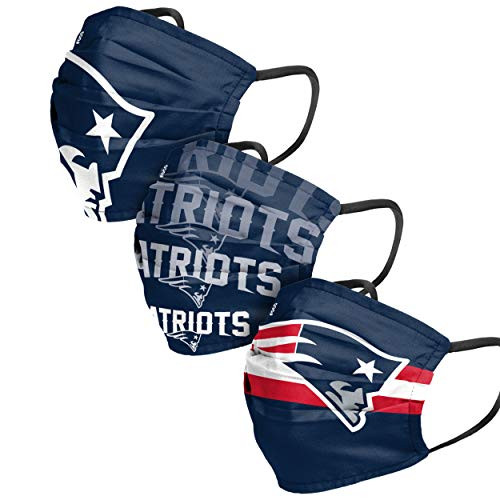 New England Patriots NFL Mens Matchday Face Cover - Adult - 3 Pack New England Patriots NFL Mens Matchday Face Cover - Adult - 3 Pack