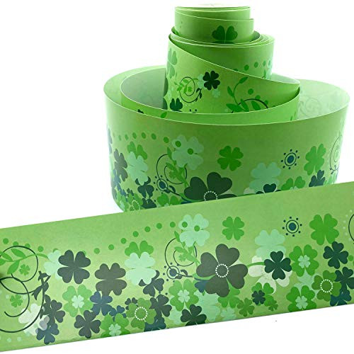 Shamrocks Bulletin Board Border Confetti Themed Green Clover Rolled Boarders for St Patrick's Day Black Board, Classroom Decoration 36 Feet
