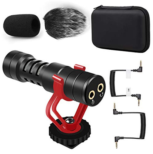Tikysky Camera Microphone M-3,External Video Microphone for Phone iPhone Camera with Shock Mount Windproof Windscreen,DSLR Mic for Canon Nikon Sony Panasonic Fuji Interview
