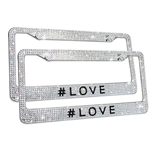 Love Custom Diamond License Plate Frames for Women I Bling License Plate Frame I Bling License Plate Covers for Women I Set of 2 I Rhinestone License Plate Frame I Bling License Plate Holder