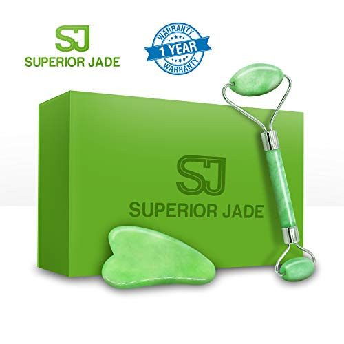 Jade Roller for Face - Gua Sha Tool - Jade Facial Roller - Face Massager - 100 percent Real Jade Facial Roller - Anti Aging Jade Roller and Gua Sha Set - Eye Roller for Puffy Eyes - Beauty Roller - Bonus Storage Bag Jade Roller for Face - Gua Sha Tool - Jade Facial Roller - Face Massager - 100 percent Real Jade Facial Roller - Anti Aging Jade Roller and Gua Sha Set - Eye Roller for Puffy Eyes - Beauty Roller - Bonus Storage Bag