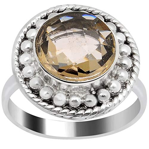 Brown Smoky Quartz 2.70 Ct Round Brass Wedding Ring Easter Presents For Girls And Women By Orchid Jewelry
