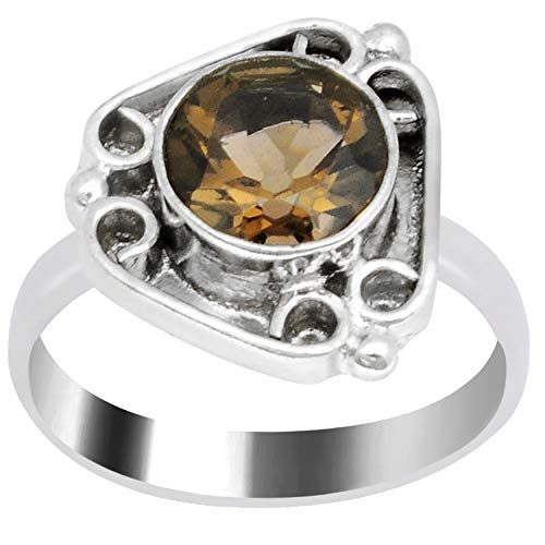 Brown Smoky Quartz 2.95 Ct Round Brass Wedding Ring Easter Presents For Girls And Women By Orchid Jewelry