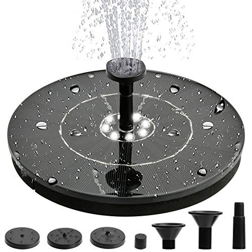 Pinshion Solar LED Fountain Water Pump, 2.4W Submersible Solar Floating Fountain Panel kit Pond Pumps for Small Pond Patio Garden Outdoor (Round)