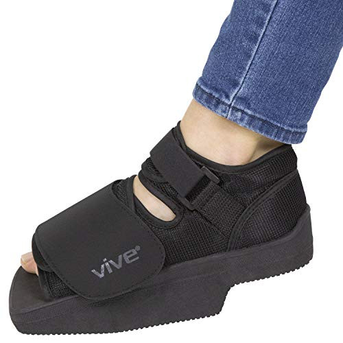 Vive Wedge Post-Op Shoe - Offloading Boot for Heel or Ankle Pain - Medical Foot Recovery for Bone or Soft Tissue Surgery, Fracture, Plantar Fasciitis, Ulcerations, Feet Wounds - Open Toe (Large)