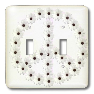 3dRose lsp_40180_2 White Peace Sign-Inspirational Art-Flowers Double Toggle Switch