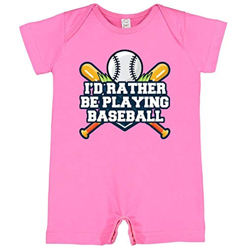 inktastic I'd Rather Be Playing Baseball Infant Romper 12 Months Raspberry 2ad7c
