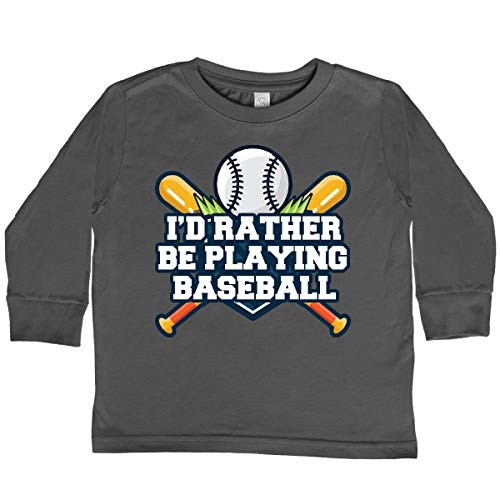 inktastic I'd Rather Be Playing Toddler Long Sleeve T-Shirt 3T Charcoal 2ad7c