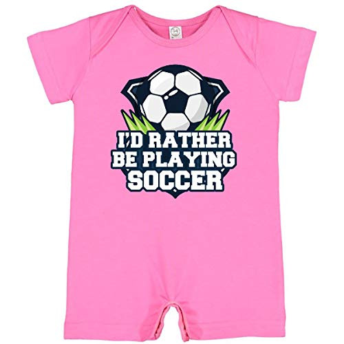 inktastic I'd Rather Be Playing Soccer Infant Romper 6 Months Raspberry 2ad7d