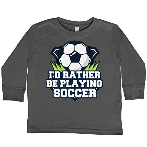 inktastic I'd Rather Be Playing Toddler Long Sleeve T-Shirt 3T Charcoal 2ad7d