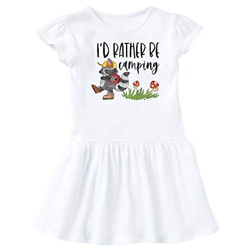 inktastic I'd Rather Be Camping- Raccoon with Infant Dress 12 Months White 3b1fe