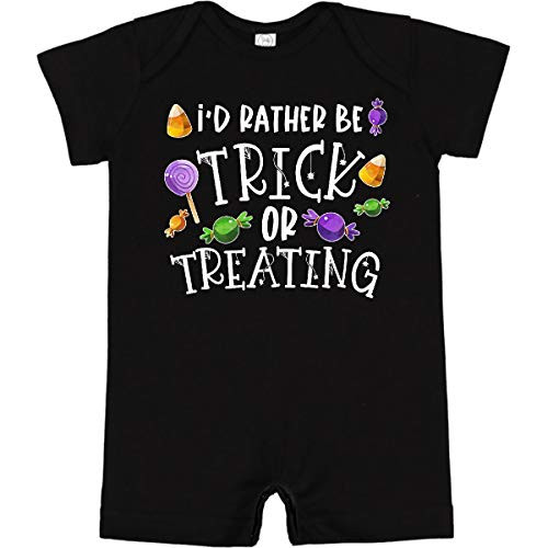 inktastic I'd Rather Be Trick-or-Treating Infant Romper Newborn Black 3c8a7