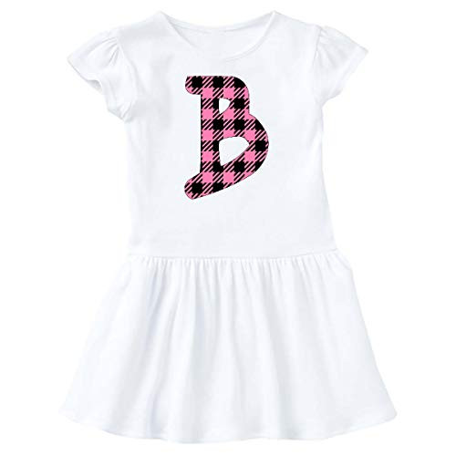 inktastic Pink Buffalo Plaid Initial B Infant Dress 12 Months White 3c8b7