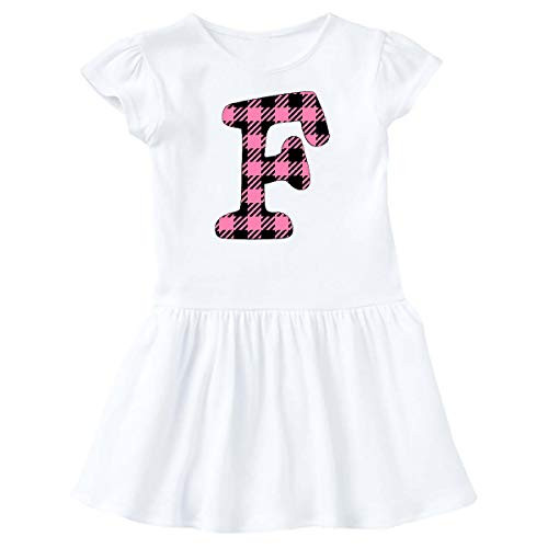 inktastic Pink Buffalo Plaid Initial F Infant Dress 12 Months White 3c8bb