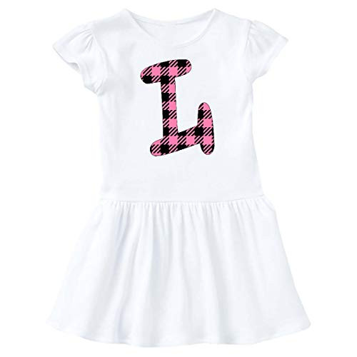 inktastic Pink Buffalo Plaid Initial L Infant Dress 12 Months White 3c8c1