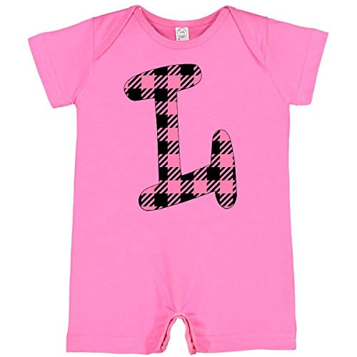 inktastic Pink Buffalo Plaid Initial L Infant Romper 24 Months Raspberry 3c8c1