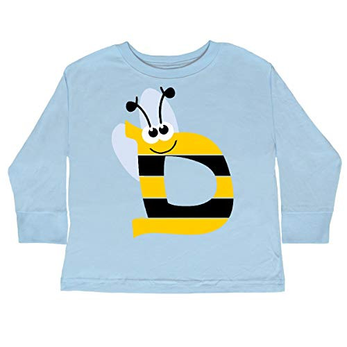 inktastic Cute Bee Initial D Toddler Long Sleeve T-Shirt 5-6 Light Blue 3cae6