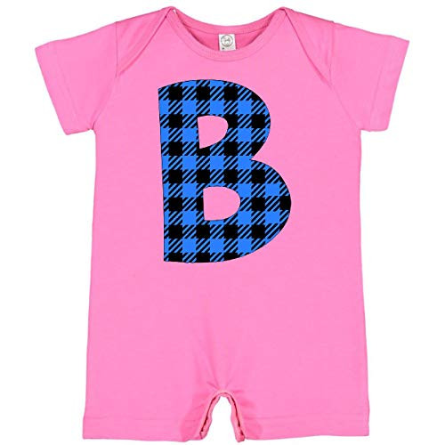 inktastic Blue Buffalo Plaid Initial B Infant Romper 18 Months Raspberry 3cafe