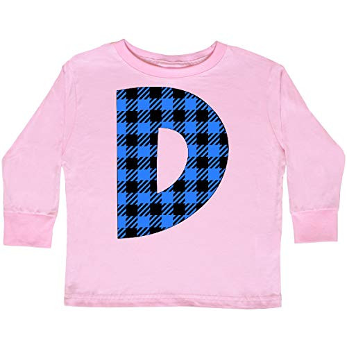 inktastic Blue Buffalo Plaid Initial D Toddler Long Sleeve T-Shirt 3T Pink 3cb00