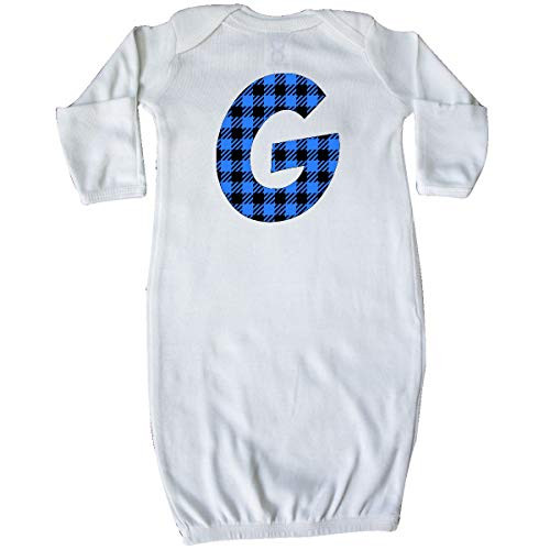 inktastic Blue Buffalo Plaid Initial G Newborn Layette White 3cb03